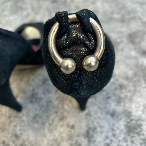 Guillaume Hinfray black and  gold peep toe heel, size 37.5 - Picture 6 of 16